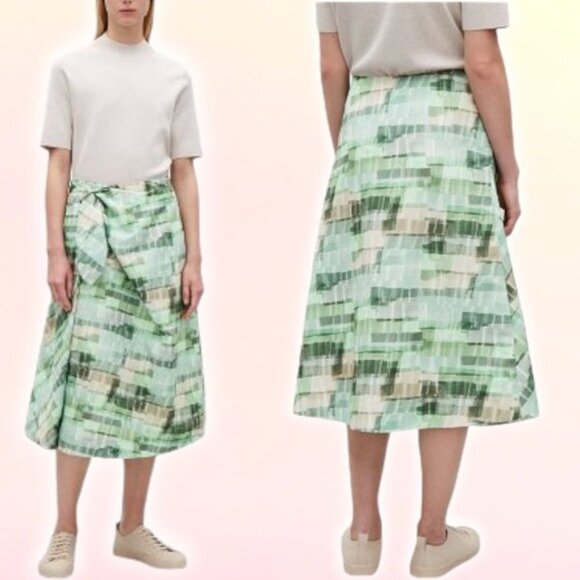 COS Printed High Waisted Wrap Skirt Sz 2 - Picture 1 of 6